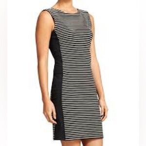 Athleta Size Small Low Back Black White Striped Mala Sheath Tank Dress 3397